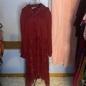 Chic Long Sleeve Burgundy Dress NWOT